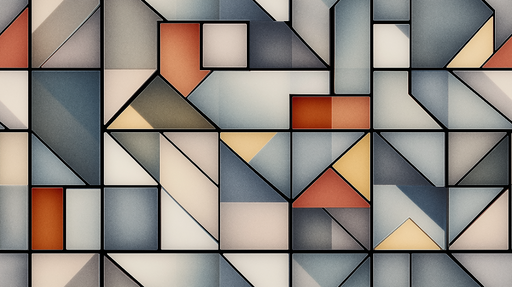 Papier peint géométrique abstrait avec formes colorées et textures variées pour salon moderne