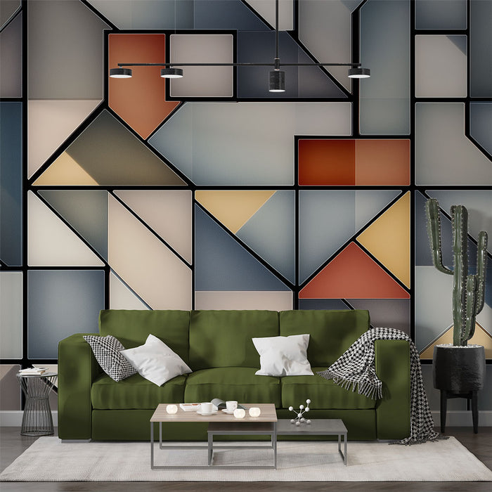 Papier peint géométrique | Motif abstrait avec des formes colorées et des textures variées