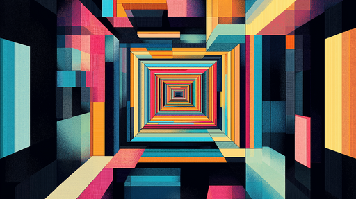 Papier peint géométrique Motif abstrait en cubes de couleur vive