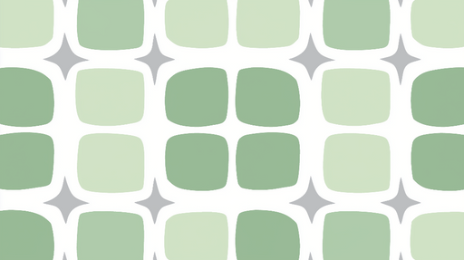 Papier peint géométrique Motif carrés et étoiles vertes et grises