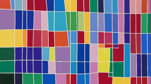 Papier peint géométrique coloré avec rectangles et lignes blanches pour décoration murale moderne