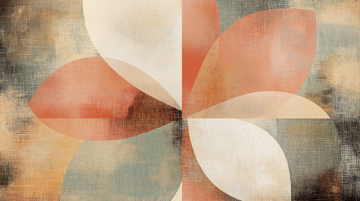 Papier peint géométrique Motif floral abstrait en tons chauds