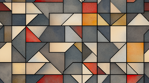 Papier peint géométrique avec motifs abstraits aux tons variés et contrastés pour salon moderne