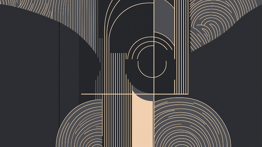 Papier peint géométrique Motifs abstraits en lignes dorées sur fond sombre