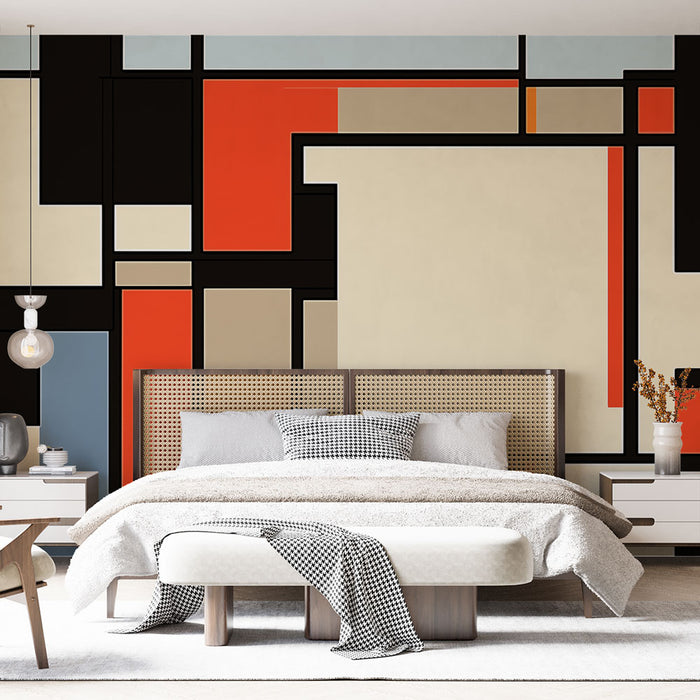Papier peint géométrique avec motifs colorés et formes abstraites pour chambre moderne