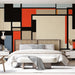 Papier peint géométrique avec motifs colorés et formes abstraites pour chambre moderne