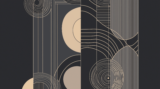 Papier peint géométrique Motifs en lignes et cercles élégants sur fond noir