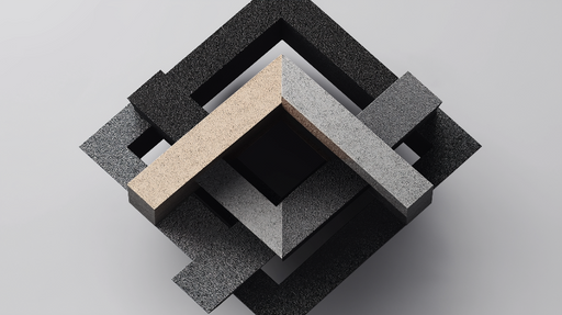 Papier peint géométrique Motifs en relief de formes rectangulaires en noir, gris et beige