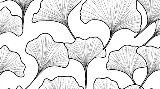 Papier peint gingko Motif élégant de feuilles de gingko en noir et blanc