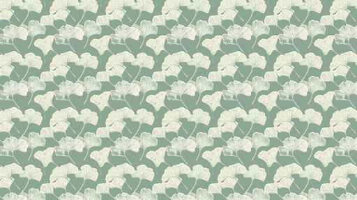 Papier peint ginkgo biloba Motif délicat de feuilles de ginkgo sur fond vert