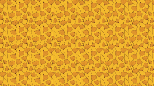 Papier peint ginkgo biloba Motif délicat de feuilles sur fond jaune vif