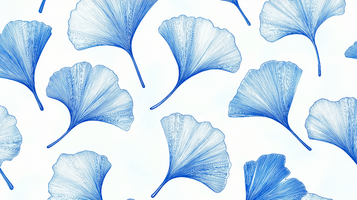 Papier peint ginkgo bleu Feuilles délicates sur fond clair