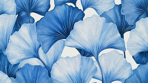Papier peint ginkgo bleu Feuilles élégantes et dégradés apaisants