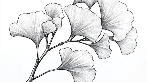 Papier peint ginkgo Design floral minimaliste en noir et blanc