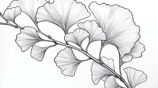 Papier peint ginkgo Design linéaire élégant de feuilles de ginkgo