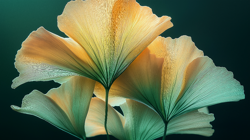 Papier peint ginkgo Feuilles de ginkgo aux teintes pastel