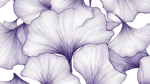 Papier peint ginkgo Feuilles de ginkgo délicatement dessinées en nuances de violet