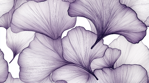 Papier peint ginkgo Feuilles de ginkgo délicates en violet subtil