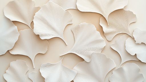 Papier peint ginkgo Feuilles de ginkgo délicates sur fond doux