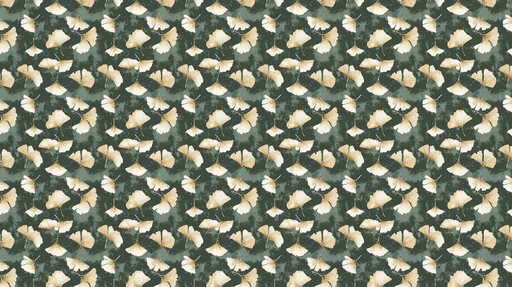 Papier peint ginkgo Feuilles de ginkgo dorées sur fond vert foncé