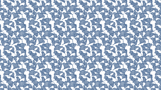 Papier peint ginkgo Feuilles de ginkgo stylisées en bleu sur fond blanc