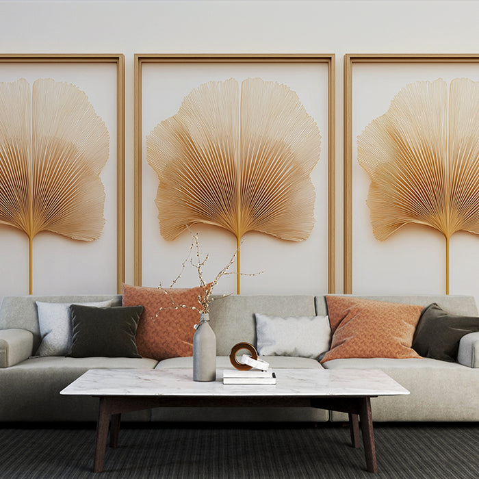 Papier peint ginkgo | Feuilles dorées au design moderne