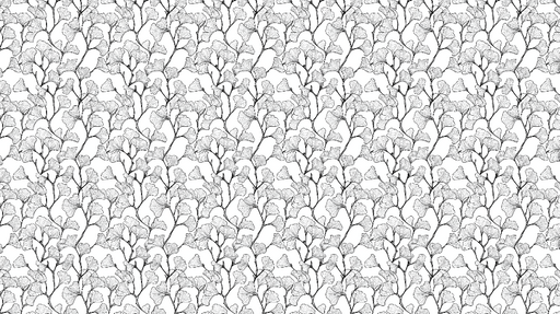Papier peint ginkgo Motif de feuilles de ginkgo en noir et blanc