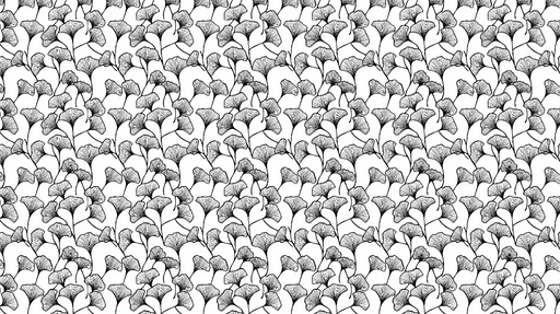 Papier peint ginkgo Motif de feuilles de ginkgo en noir et blanc