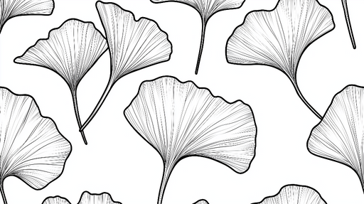 Papier peint ginkgo Motif de feuilles de ginkgo en noir et blanc