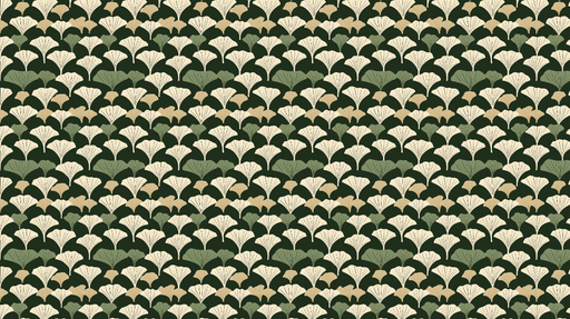 Papier peint ginkgo Motif de feuilles de ginkgo sur fond vert foncé