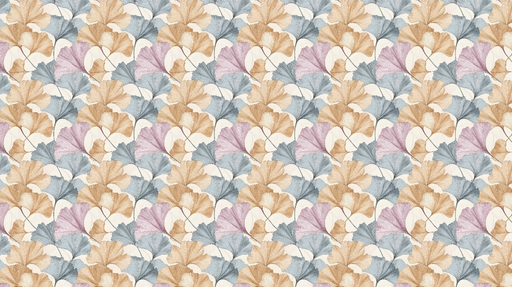 Papier peint ginkgo Motif délicat de feuilles de ginkgo aux nuances pastel