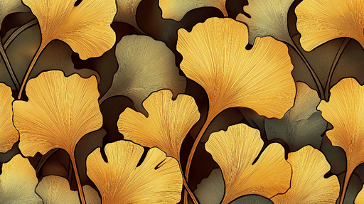 Papier peint ginkgo Motif doré et élégant sur fond sombre