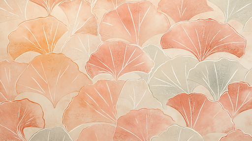 Papier peint ginkgo Motif élégant de feuilles de ginkgo aux teintes chaudes