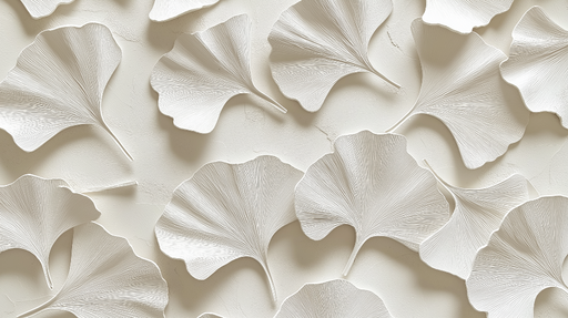 Papier peint ginkgo Motif texturé de feuilles de ginkgo en relief