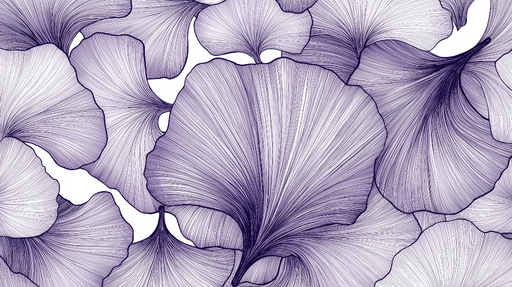 Papier peint ginkgos Élégants motifs de feuilles de ginkgo en nuances de violet