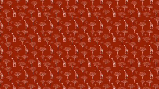 Papier peint girafe Motif de girafes et d'arbres sur fond rouge