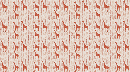 Papier peint girafe Motif de girafes rouges entourées de feuillage doux