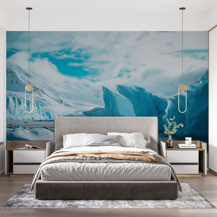 Papier peint glacier avec paysage glaciaire et formations de glace pour chambre moderne