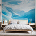 Papier peint paysage glaciaire bleu apaisant pour chambre moderne