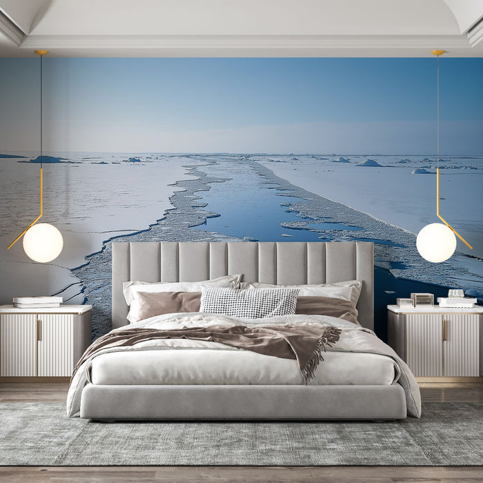 Papier peint glacier avec scène glaciaire, icebergs et eaux cristallines pour chambre moderne