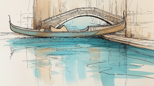 Papier peint gondole Illustration artistique d'une gondole sur un canal paisible