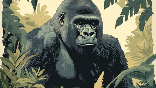 Papier peint jungle avec gorille majestueux pour décoration murale exotique.