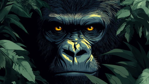 Papier peint jungle avec portrait captivant de gorille pour décoration murale exotique