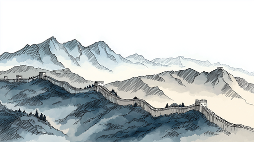 Papier peint Grande Muraille Grande Muraille de Chine dans un paysage montagneux