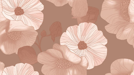Papier peint grandes fleurs Beige et rose clair