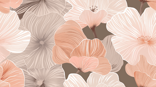 Papier peint grandes fleurs pastel Contours blancs