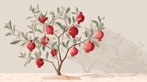 Papier peint grenadier Un arbre à grenades sur un fond doux et apaisant