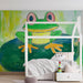 Papier peint coloré avec grenouille joyeuse sur fond aquatique pour chambre d'enfant