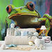 Papier peint grenouille colorée sur fond artistique pour salon moderne