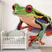 Papier peint grenouille exotique colorée pour chambre d'enfant, illustration vivante et ludique.